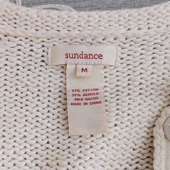 Sundance Cottage Romantic White Rolled Neck Crochet Sleeves Cardigan - Picture 7 of 7